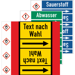 Rohrkennzeichnungsbänder mit GHS/CLP Symbolen nach DIN 2403