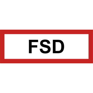 Selbstklebende Hinweisschilder für Brandschutzkennzeichnungen mit dem Text FSD  105 x 297 mm