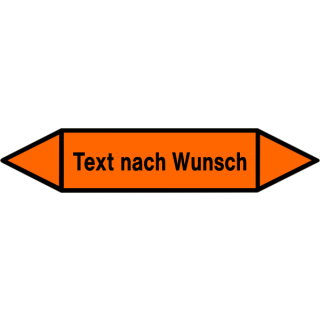 Rohrmarkierer nach DIN 2403 Ausführung B - 37 x 205 mm Text nach Wunsch Grund orange - Text schwarz