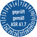 Prüfplaketten geprüft gemäß ASR A1.7...