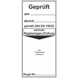 Prüfaufkleber "Geprüft-Nächste Regalprüfung" ca. 42 x 92 mm ca. 110 Stück / Rolle