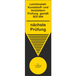 Prüfaufkleber "Leichtmall- Kunststoff- und Holzleitern Prüfung gemäß BGI 964 - nächste Prüfung" ca. 42 x 92 mm ca. 110 Stück / Rolle