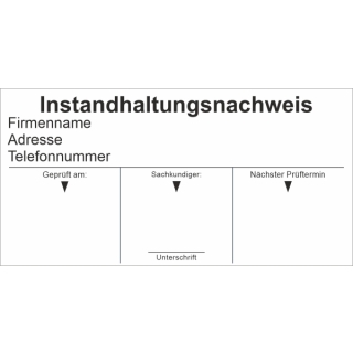 Prüfaufkleber "Instandhaltungsnachweis für Maschinen und Geräte" ca. 50 x 100 mm ca. 100 Stück / Rolle