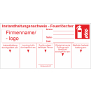 Prüfaufkleber "Instandhaltungsnachweis für Feuerlöscher mit individuellen Firmenlogo" ca. 50 x 100 mm ca. 100 Stück / Rolle