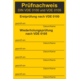 Prüfaufkleber "Prüfnachweis DIN VDE 0100 und VDE 0105" ca. 80 x 120 mm ca. 100 Stück / Rolle