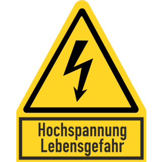 Selbstklebendes Warnkombischild für Elektrokennzeichnung Hochspannung Lebensgefahr - 200 x 250 mm