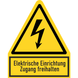 Selbstklebendes Warnkombischild für Elektrokennzeichnung Elektrische Einrichtung Zugang freihalten - 200 x 250 mm