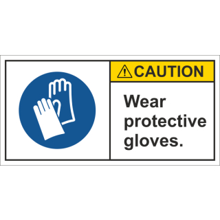 Produktsicherheitsschilder zur Maschinenkennzeichnung - Caution Wear protective gloves