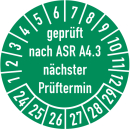 Prüfplaketten geprüft nach ASR A4.3...