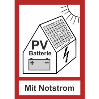 Aufkleber PV-Anlage mit Batteriespeicher und Notstrom in verschiedenen Größen