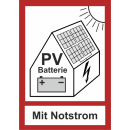 Aufkleber PV-Anlage mit Batteriespeicher und Notstrom in...