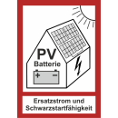 Aufkleber PV-Anlage mit Ersatzstrom und...