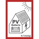 Aufkleber PV-Anlage mit Batteriespeicher und...