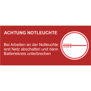 Notleuchteaufkleber Stromkreiskennzeichnung mit Warnhinweis und 2 Beschriftungsfeldern 35 x 80 mm 120 Stück/VE