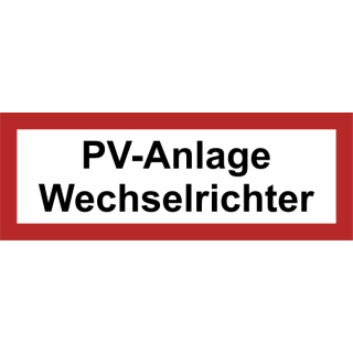 Aufkleber nach DIN 4066 für die Brandschutzkennzeichnung PV-Anlage Wechselrichter