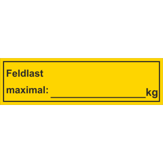 Aufkleber maximal Feldlast in Kilogramm zum Beschriften