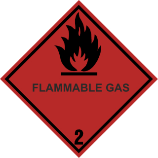 Gefahrgutaufkleber entzündbare Gase Flammable Gas Klasse 2 - 100 x 100 mm  - Folie zu 1.000 Stück/Rolle