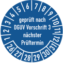 Prüfplakette geprüft nach DGUV Vorschrift 3 25...