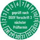 Prüfplakette geprüft nach DGUV Vorschrift 3 30...