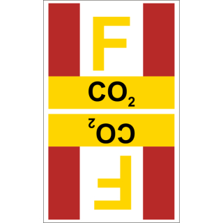 Rohrleitungskennzeichnung nach DIN 2403 gasführend für CO2 von Feuerlöschleitungen - 80 mm Rollenbreite und 33 m Rollenlänge