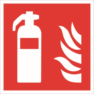 Langnachleuchtende Brandschutzkennzeichnung Feuerlöscher nach ASR A1.3 20x20 cm Folien-Schild selbstklebend